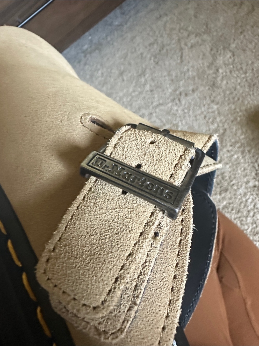 Dr. Martens Beige Suede Buckle Clog zebzag platform - Picture 7 of 11